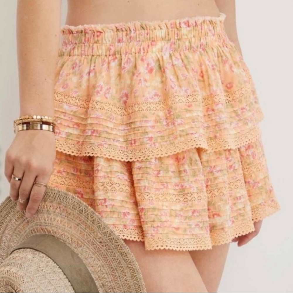 Aerie Peach Floral Mini Skirt